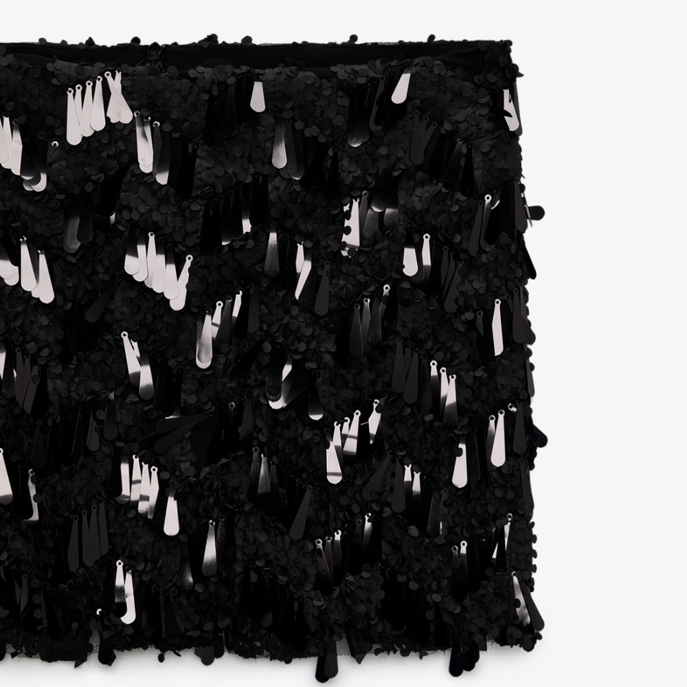 Zara Black Sequin Mini Skirt - Picture 3 of 6